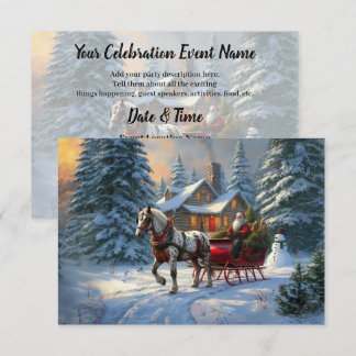 Christmas One-horse Sleigh Santa Invitation