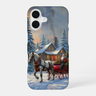 Christmas One-horse Sleigh Santa iPhone 16 Case