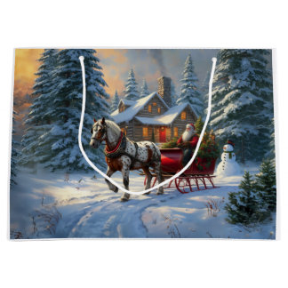 Christmas One-horse Sleigh Santa Large Gift Bag