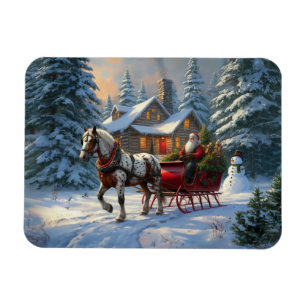 Christmas One-horse Sleigh Santa Magnet