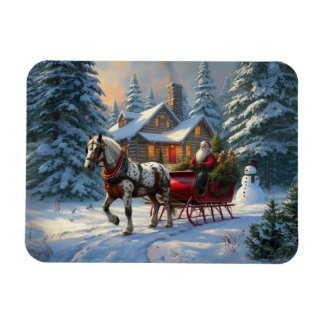 Christmas One-horse Sleigh Santa Magnet