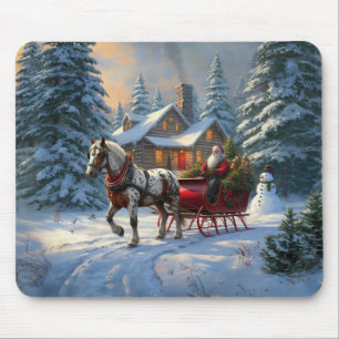 Christmas One-horse Sleigh Santa Mouse Pad