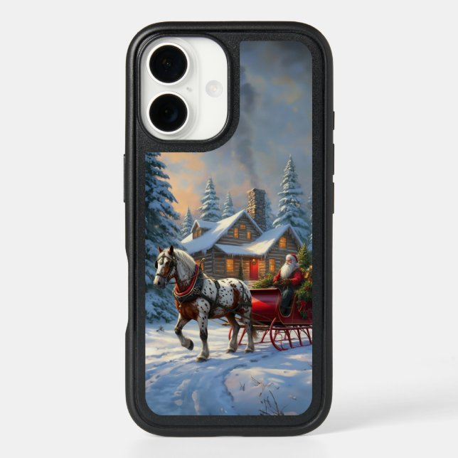 Christmas One-horse Sleigh Santa Otterbox iPhone Case (Back)