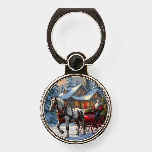 Christmas One-horse Sleigh Santa Phone Ring Stand (Front)