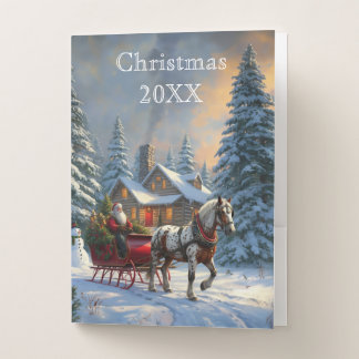 Christmas One-horse Sleigh Santa Pocket Folder