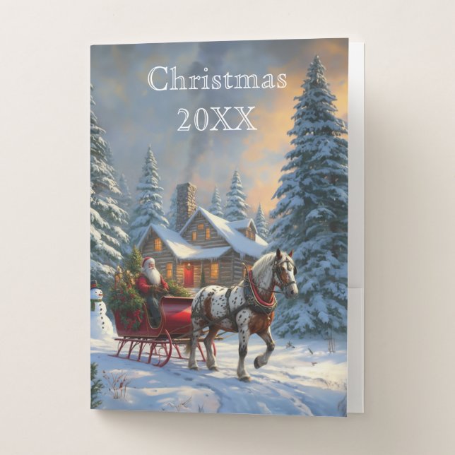 Christmas One-horse Sleigh Santa Pocket Folder (Front)