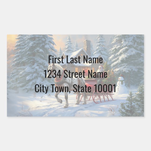 Christmas One-horse Sleigh Santa Rectangular Sticker (Front)