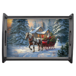 Christmas One-horse Sleigh Santa Serving Tray