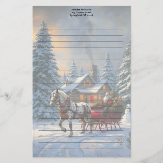 Christmas One-horse Sleigh Santa Stationery