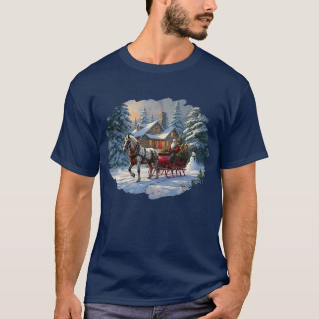 Christmas One-horse Sleigh Santa T-Shirt (Front)