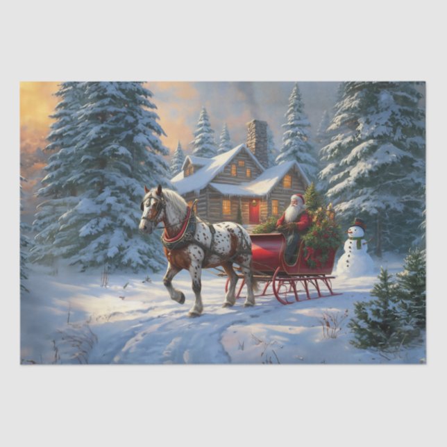 Christmas One-horse Sleigh Santa Tissue Paper (Front)