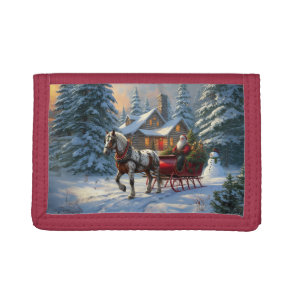 Christmas One-horse Sleigh Santa Tri-fold Wallet