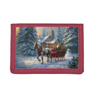 Christmas One-horse Sleigh Santa Tri-fold Wallet