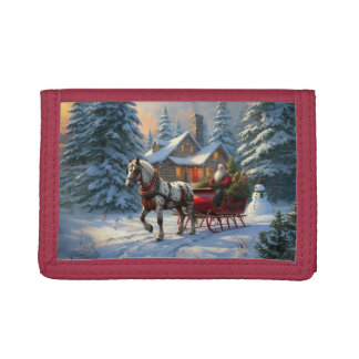 Christmas One-horse Sleigh Santa Trifold Wallet