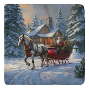 Christmas One-horse Sleigh Santa Trivet