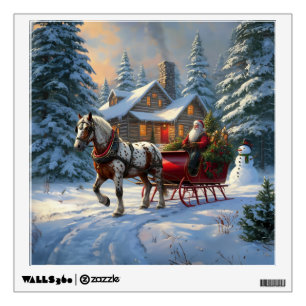 Christmas One-horse Sleigh Santa Wall Decal