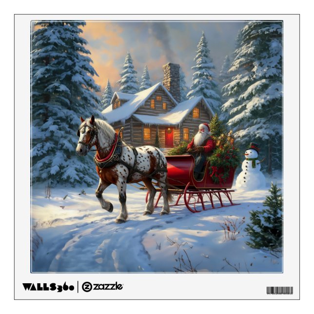Christmas One-horse Sleigh Santa Wall Decal (Front)