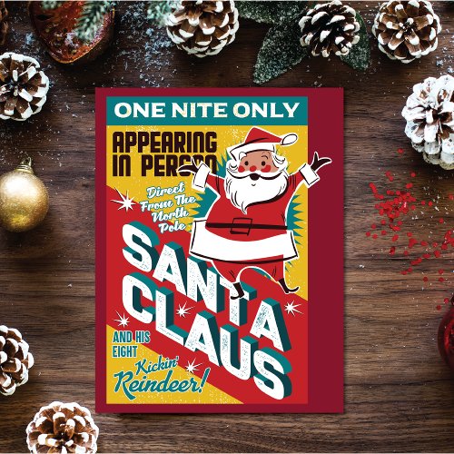 Christmas One Night Only Santa Claus in Person Invitation Postcard