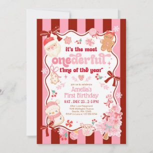 Christmas ONEderful Time First Birthday Invitation