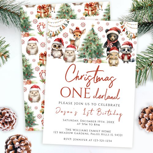 Christmas onederland first birthday invitation