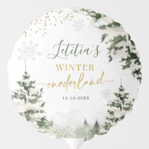 Christmas Onederland Winter Forest First Birthday Balloon