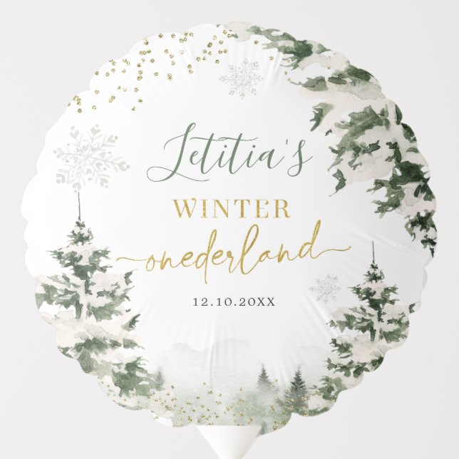 Christmas Onederland Winter Forest First Birthday Balloon (Front)
