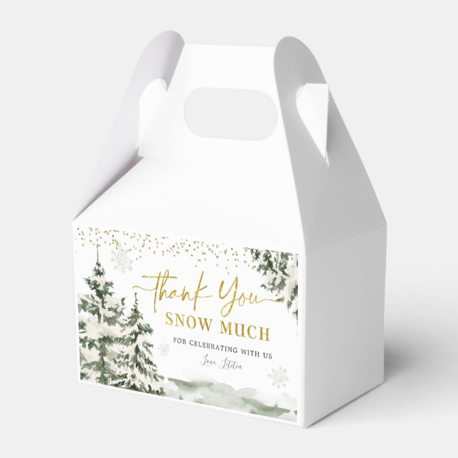 Christmas Onederland Winter Forest First Birthday Favor Boxes (Front Side)