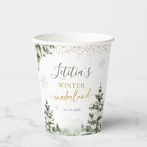 Christmas Onederland Winter Forest First Birthday Paper Cups