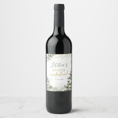Christmas Onederland Winter Forest First Birthday Wine Label