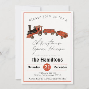 Christmas Open House Antique Train Invitation