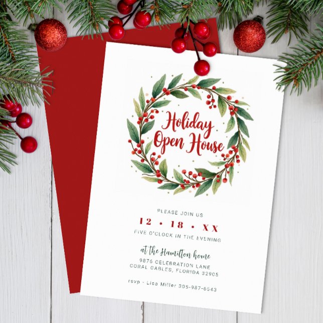 Christmas Open House Holiday Party Invitation (Holiday Open House Invitation )