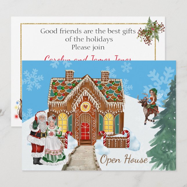 Christmas Open House Invitation with Santa (Front/Back)