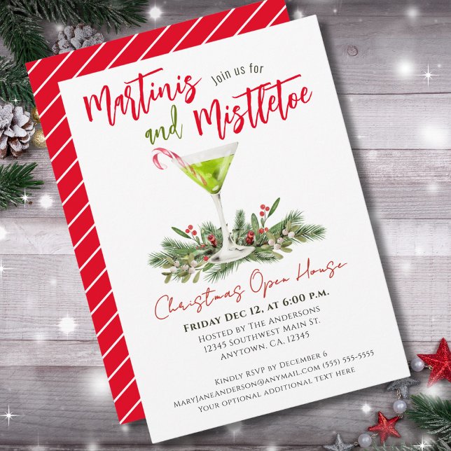 Christmas Open House Martinis & Mistletoe Party Invitation (Creator Uploaded)