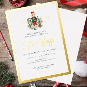 Christmas Open House Nutcracker Script Foil Invitation
