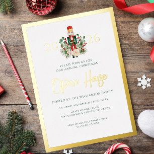 Christmas Open House Nutcracker Script Foil Invitation
