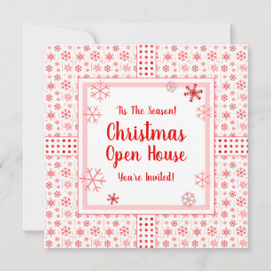 Christmas Open House Red Snowflake Invitation