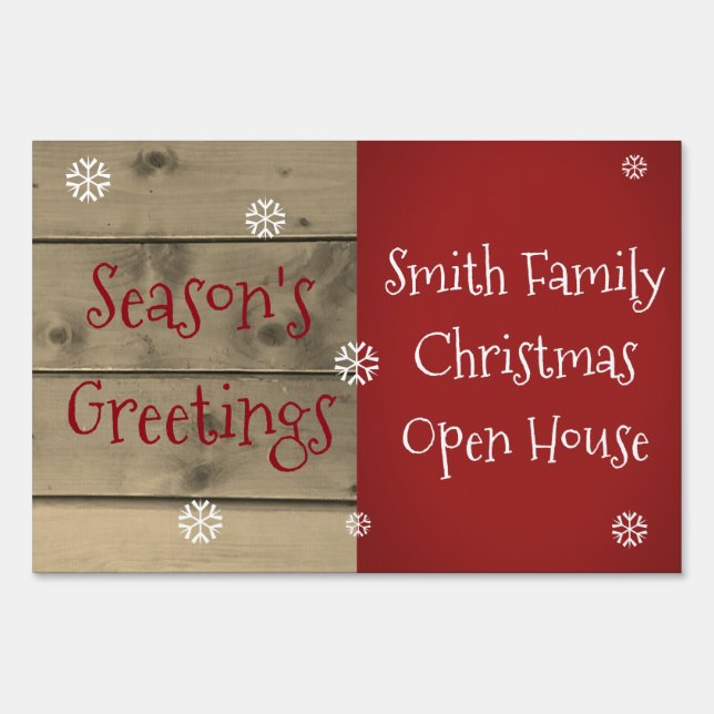Christmas Open House Season's Greetings Sign (Front)
