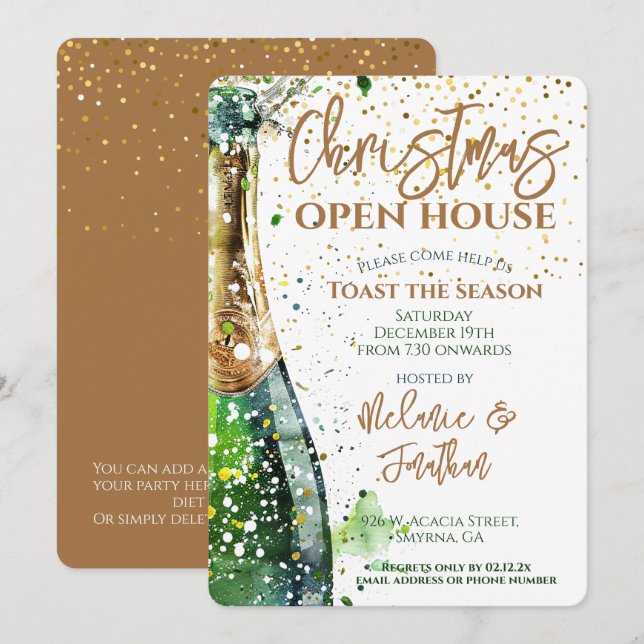 Christmas Open House Toast The Season Party Invitation (Front/Back)