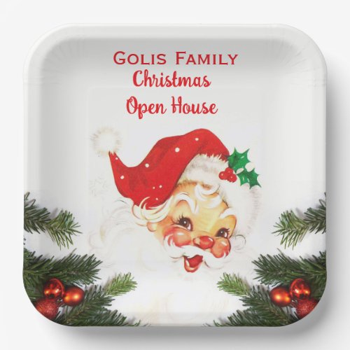 Christmas Open House Vintage Santa Claus  Paper Plates