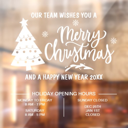 Christmas Opening Hours business   Window Cling