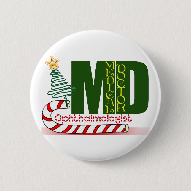 CHRISTMAS OPHTHALMOLOGIST PINBACK BUTTON (Front)