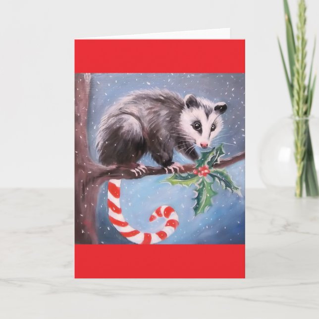 Christmas Opossum Blank Christmas Greeting Card (Front)