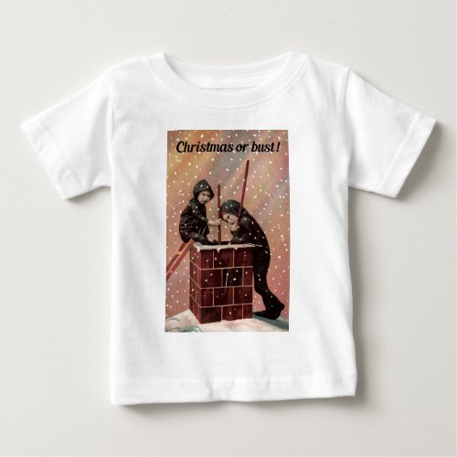 Christmas Or Bust Boy Chimney Sweep Antique Photo Baby T_Shirt