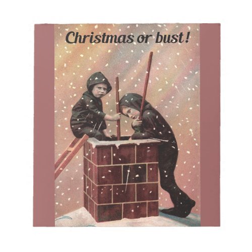 Christmas Or Bust Boy Chimney Sweep Antique Photo Notepad