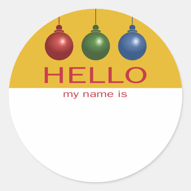 Christmas or Holiday Party Hello Name Tag | Zazzle
