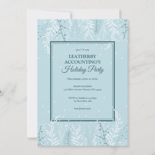 Christmas or Winter Blue Corporate Holiday Party Invitation