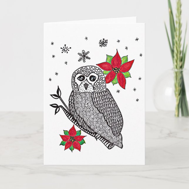 Christmas or Winter Owl Card (Front)