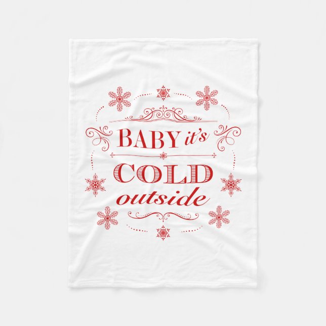 Christmas or Winter Red and White Snowflake Fleece Blanket (Front)