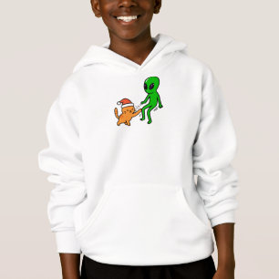 Christmas Orange Cat and Alien Hoodie