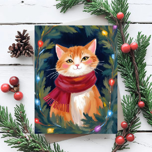 Christmas Orange Cat Festive Pet Holiday Postcard
